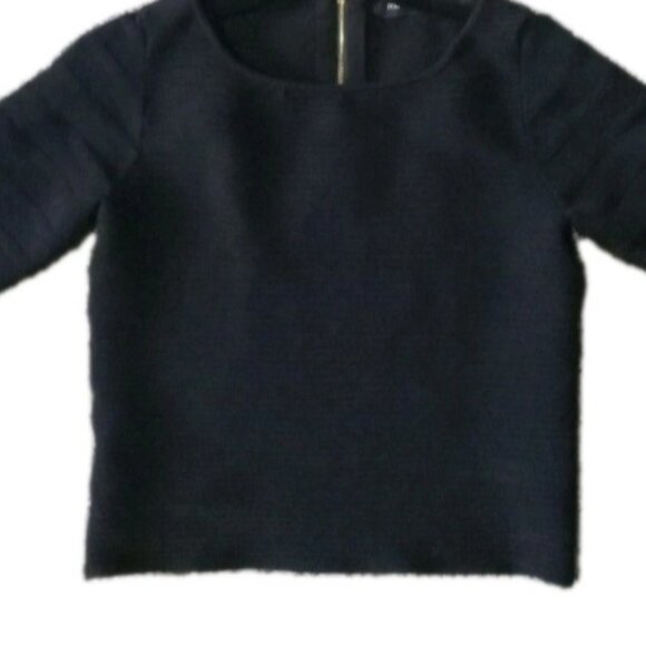 Ivanka Trump Black Ribbed Women's Shirt Golden Zipper Mid Sleeve Woman Formal - Picture 4 of 6